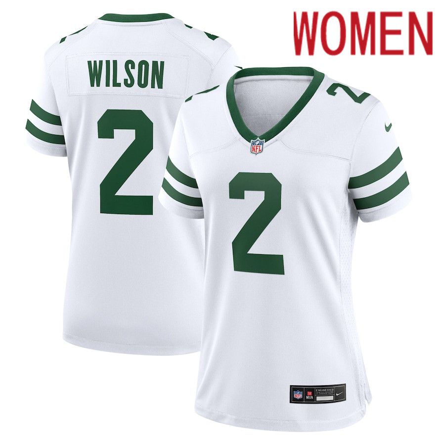 Women New York Jets #2 Zach Wilson Nike Legacy White Game NFL Jersey